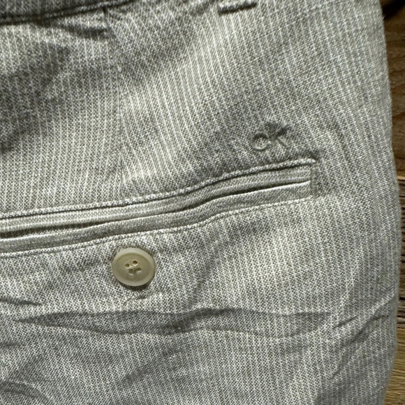 Calvin Klein linen blend shorts US30 drawstring pockets beige greem stripes airy - Picture 5 of 5